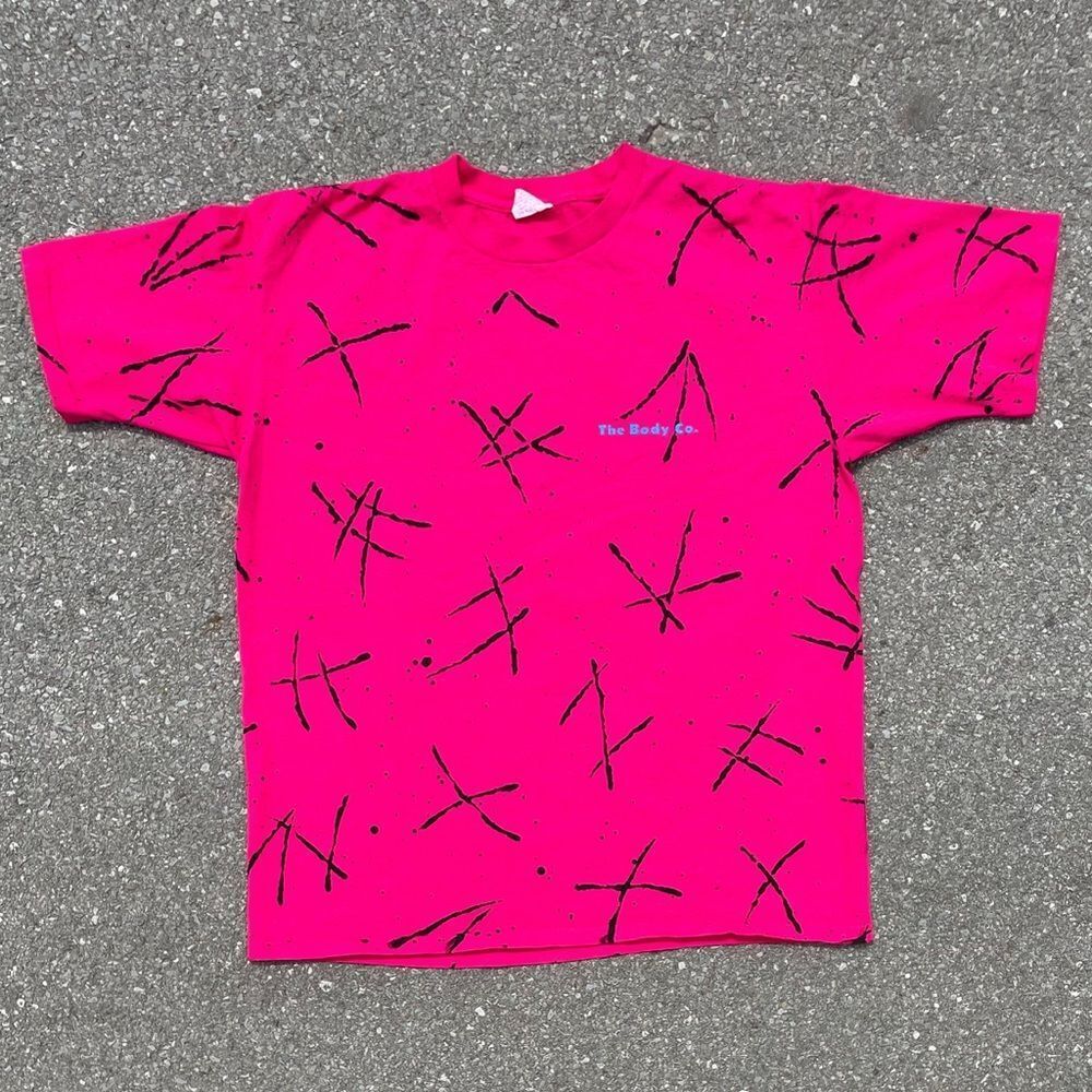 Abstract Art The Body Co Vtg 1990s T-Shirt Men's (Fits L) Neon Barbiecore Surf